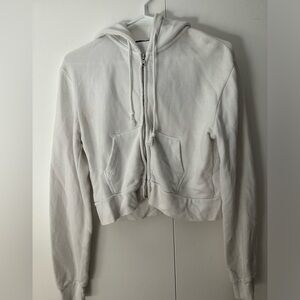 Brandy Melville  flattering cropped white hoodie